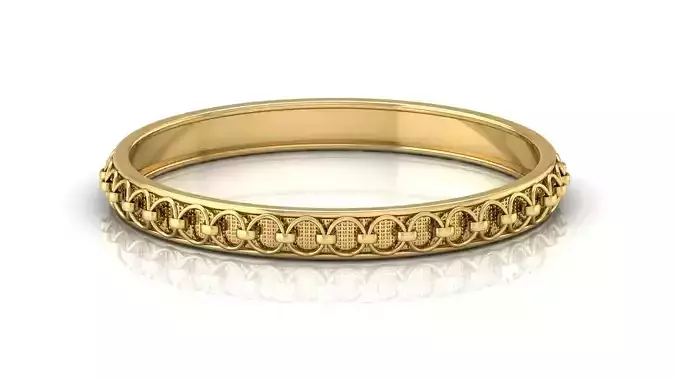 Bangle gold ring with intricate design