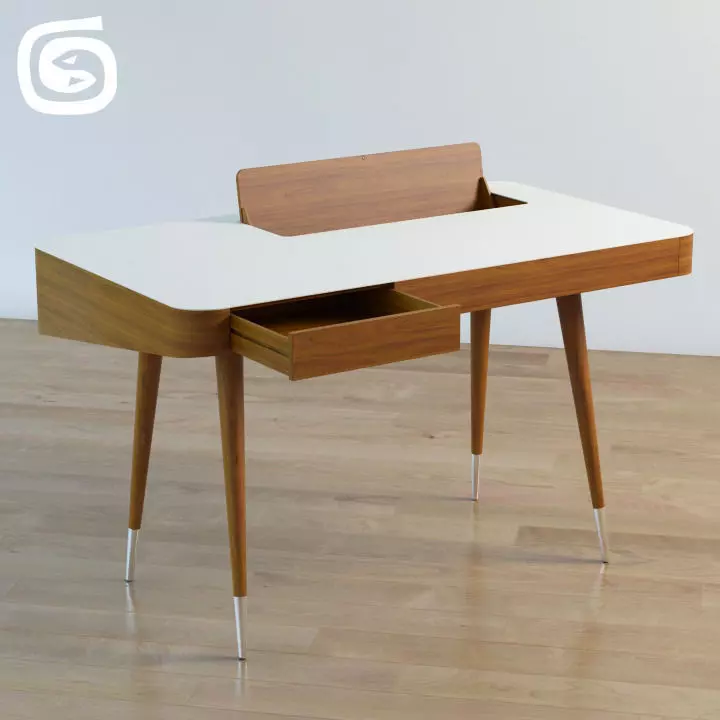 AK1330 modern desk with drawers 3D model_0
