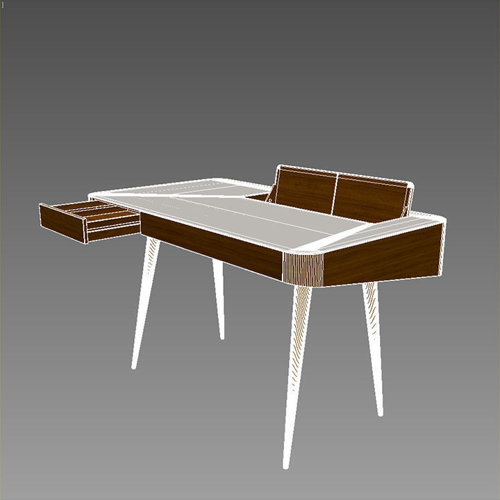 AK1330 modern desk with drawers 3D model_3