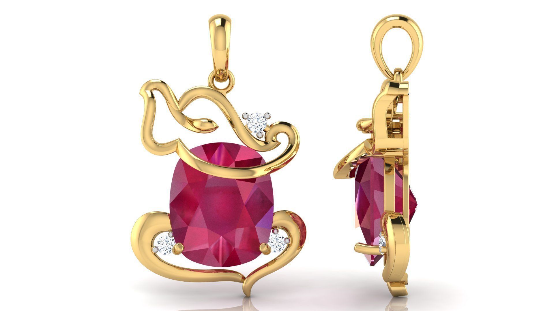 Lord Ganesh Shape Pendant 3D print model_9