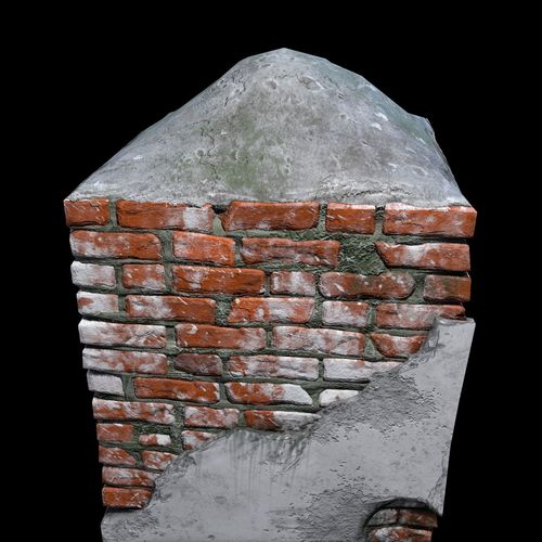 Low poly Wall brick with hole in it Low-poly 3D model