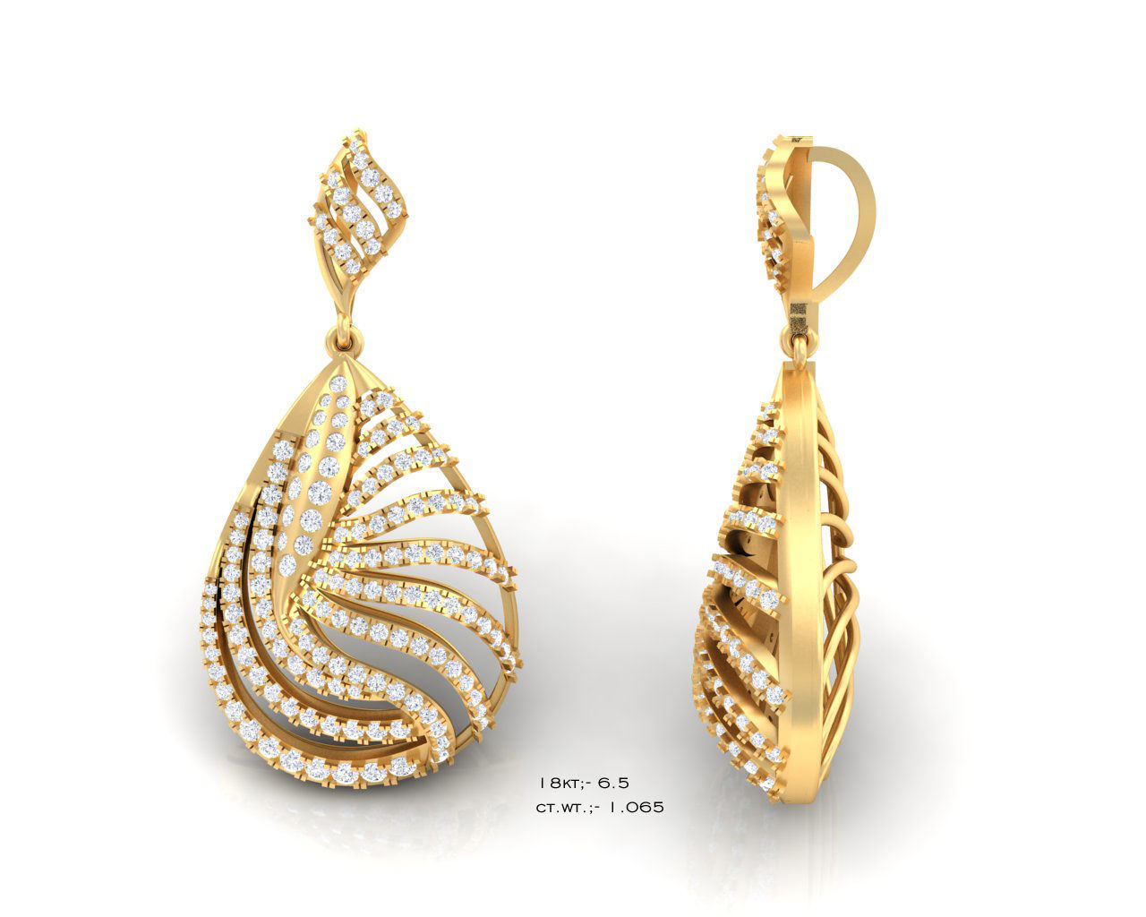 Drop Shaped Golden Pendant With Diamonds 1 3D print model_6