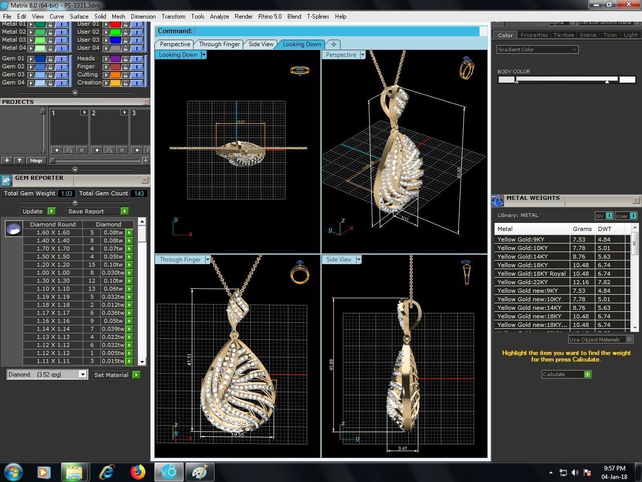 Drop Shaped Golden Pendant With Diamonds 1 3D print model_7