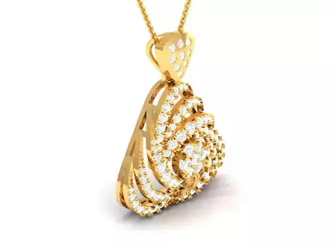 Triangle Shaped Golden Pendant With Diamonds