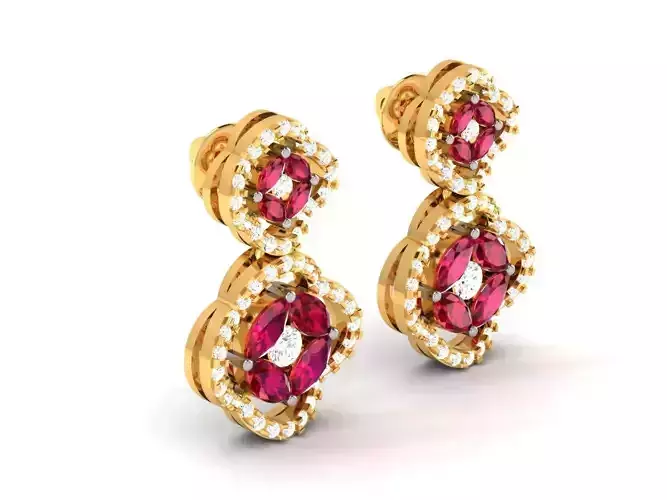 Golden Nose Pin With Gemstones