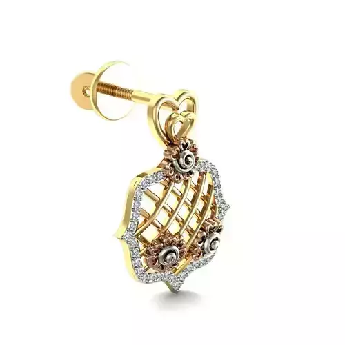 Golden Criscross Design Eartops With Diamonds