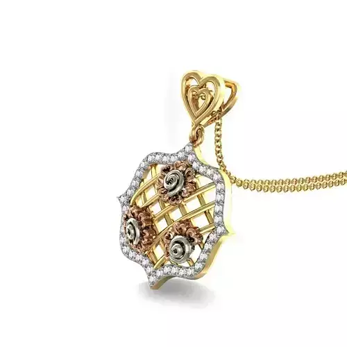 Golden Criscross Design Pendant With Diamonds