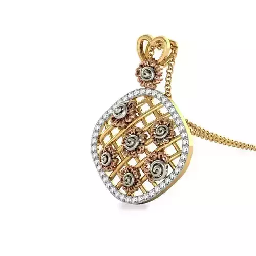Golden Criscross Design Pendant With Diamonds 1