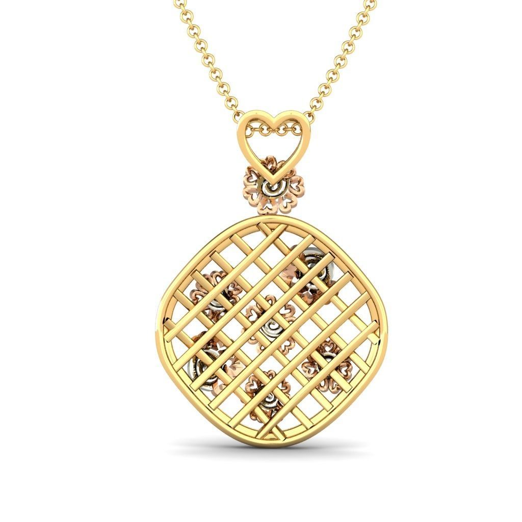 Golden Criscross Design Pendant With Diamonds 1 3D print model_12
