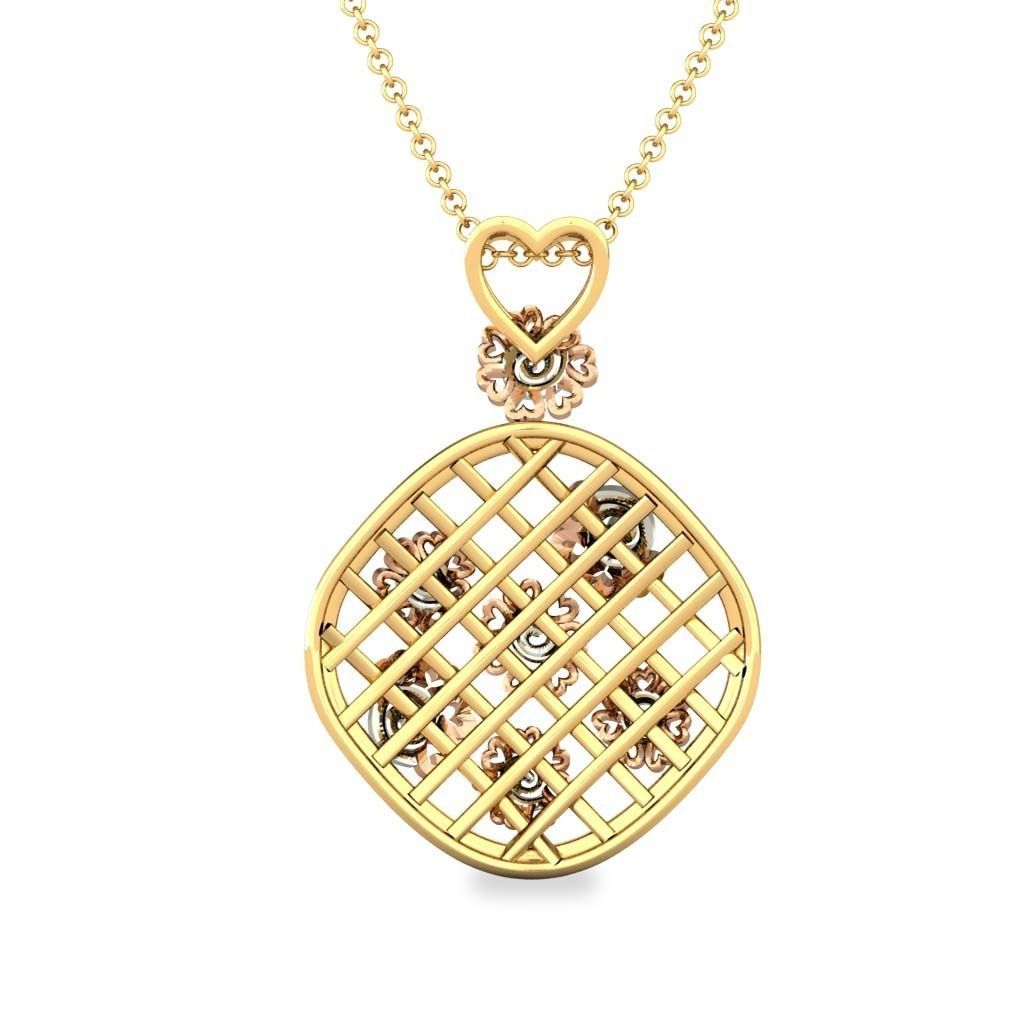 Golden Criscross Design Pendant With Diamonds 1 3D print model_4