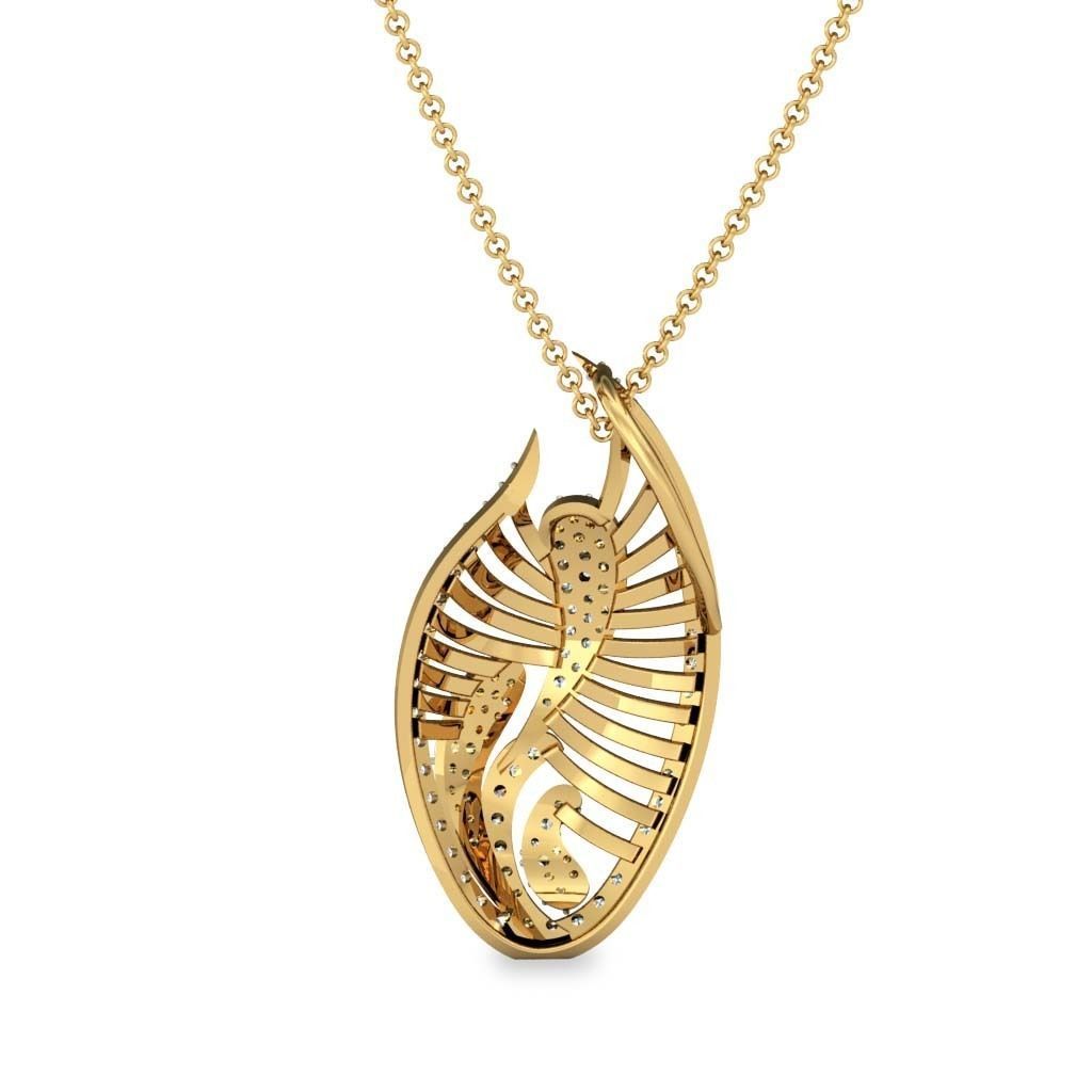 Gold Color Pendant With Diamonds 3D print model_3