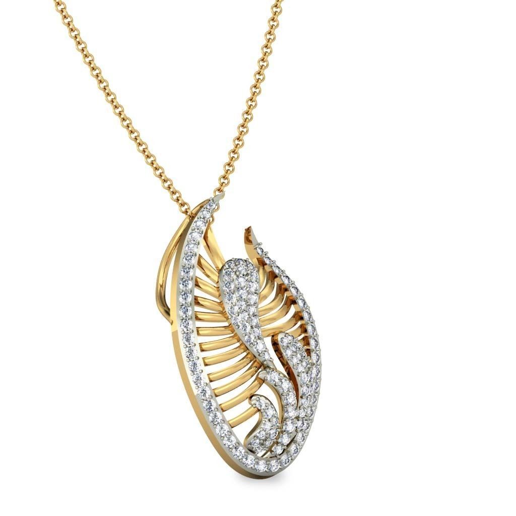 Gold Color Pendant With Diamonds 3D print model_4
