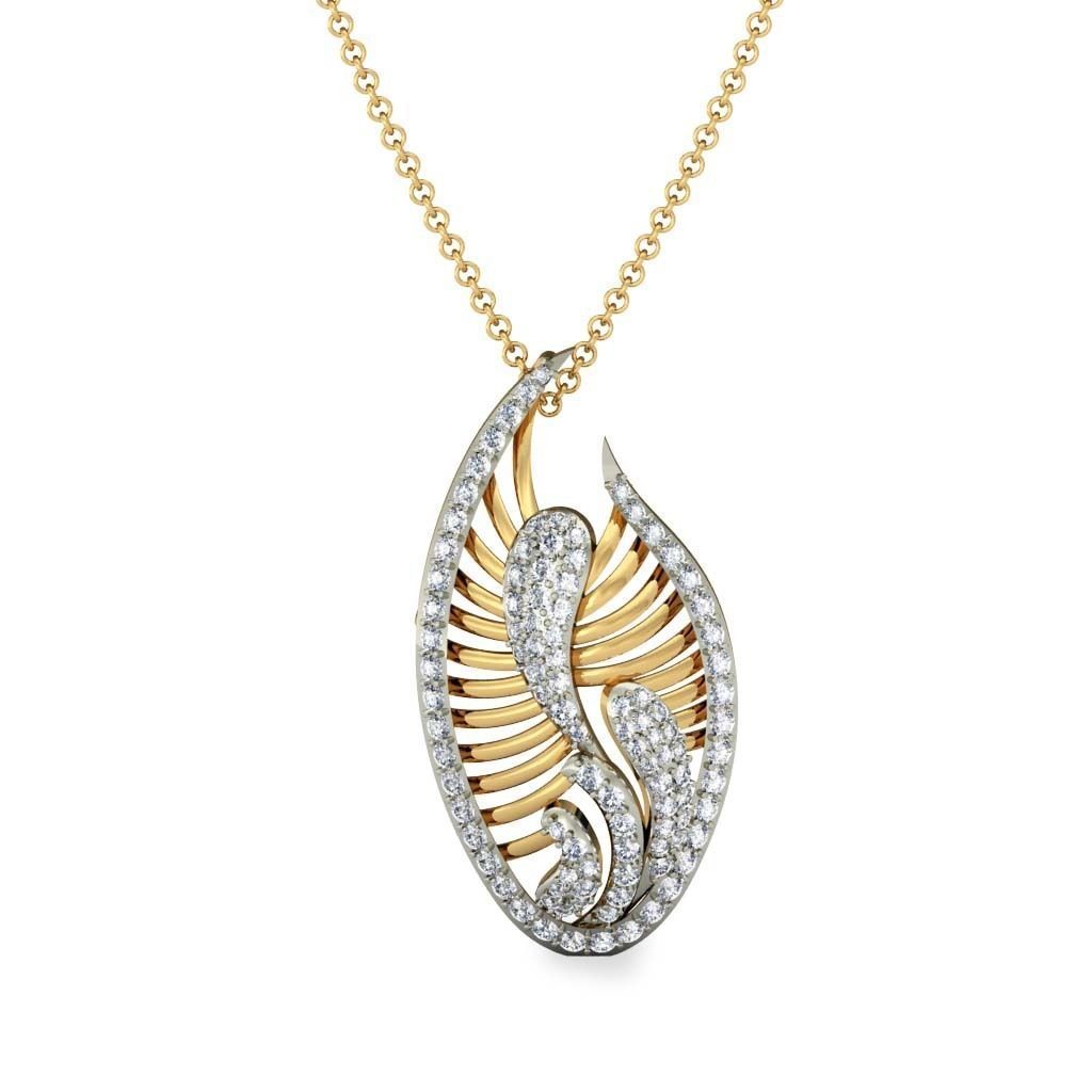 Gold Color Pendant With Diamonds 3D print model_1
