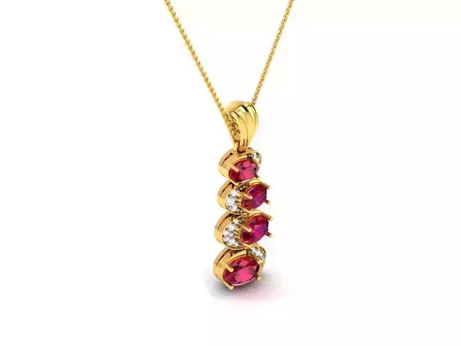 Golden Pendant With Red Gemstones 1
