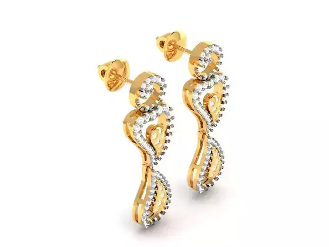 Gold Color Drop Earrings With Diamonds 1