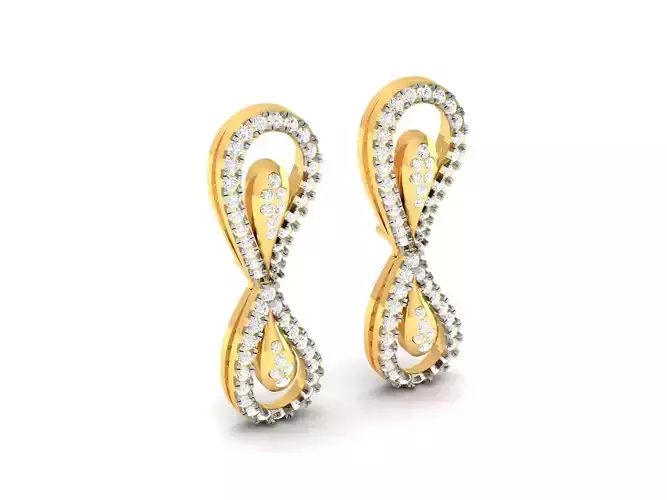 Gold Color Eartops With Diamonds