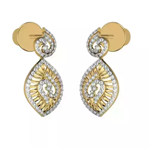 Eye Shaped Drop Earrings With Diamonds