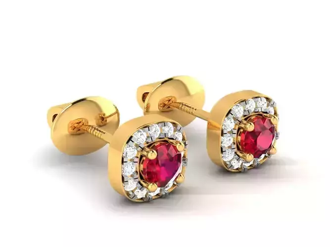 Golden Eartops With Diamonds and Gem