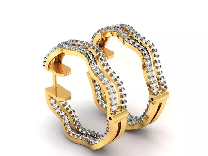 Golden Earrings With Diamonds