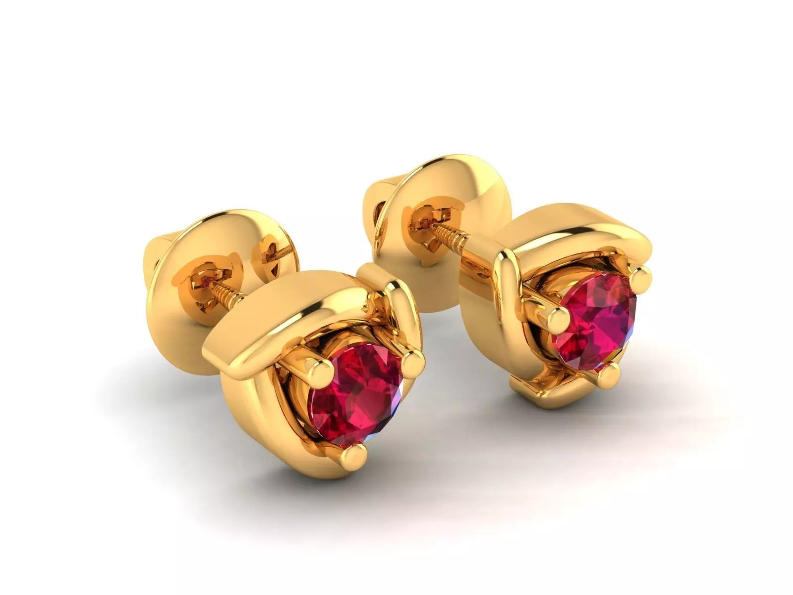 Golden Eartops With Gemstone 3D print model_0