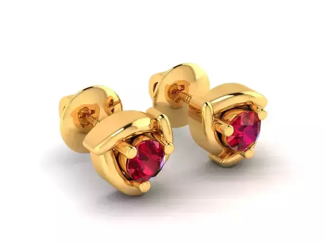 Golden Eartops With Gemstone