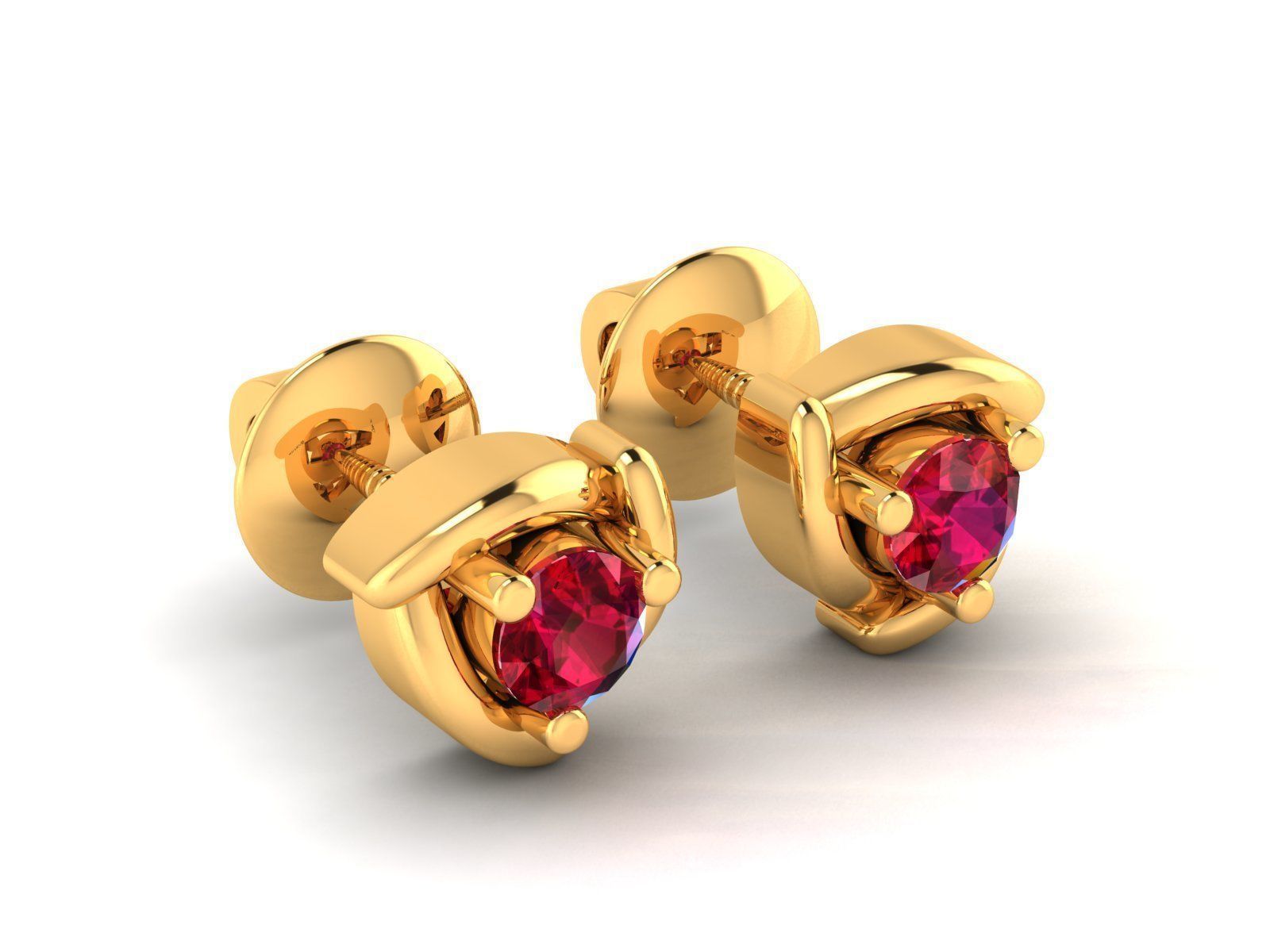 Golden Eartops With Gemstone 3D print model_1