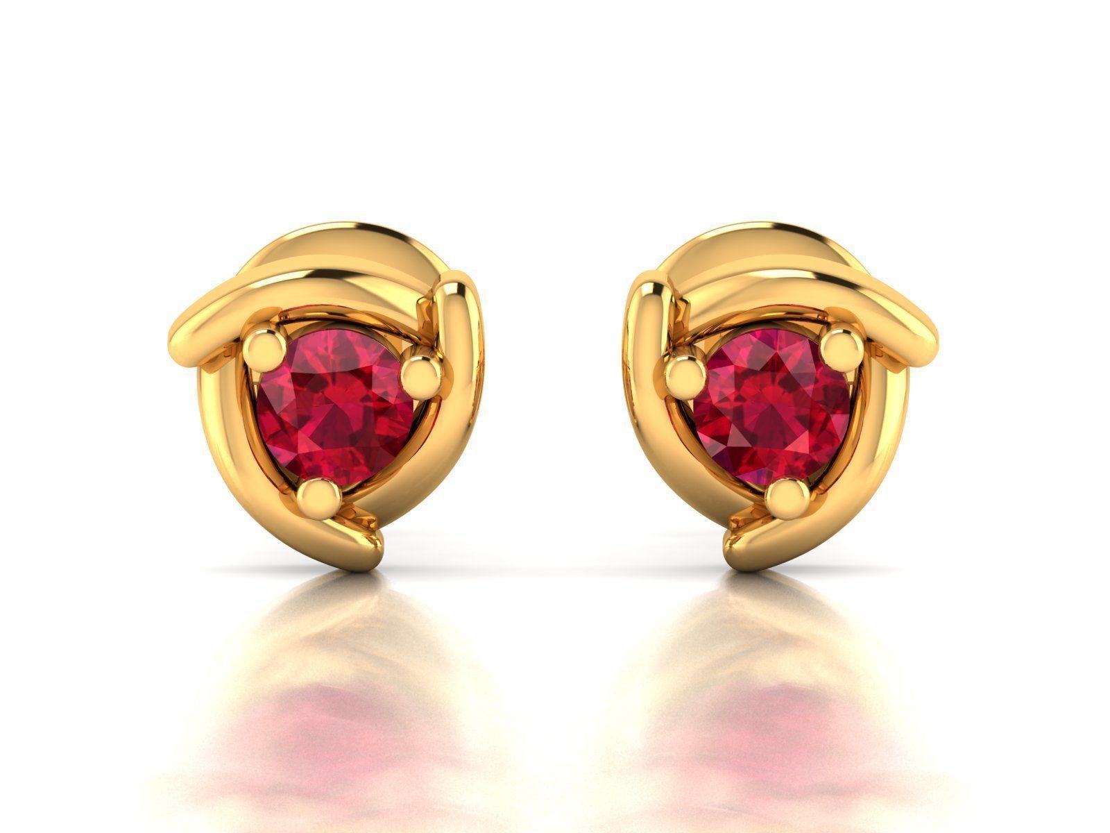 Golden Eartops With Gemstone 3D print model_2