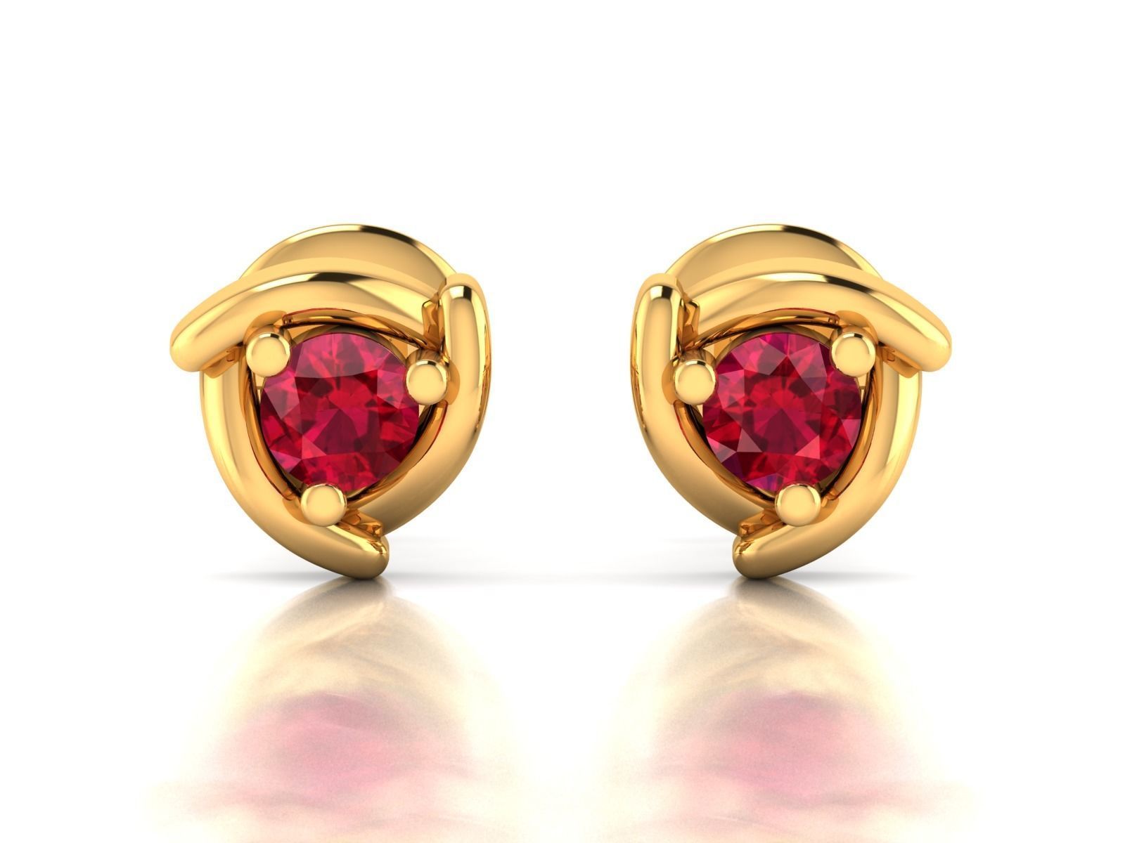 Golden Eartops With Gemstone 3D print model_3