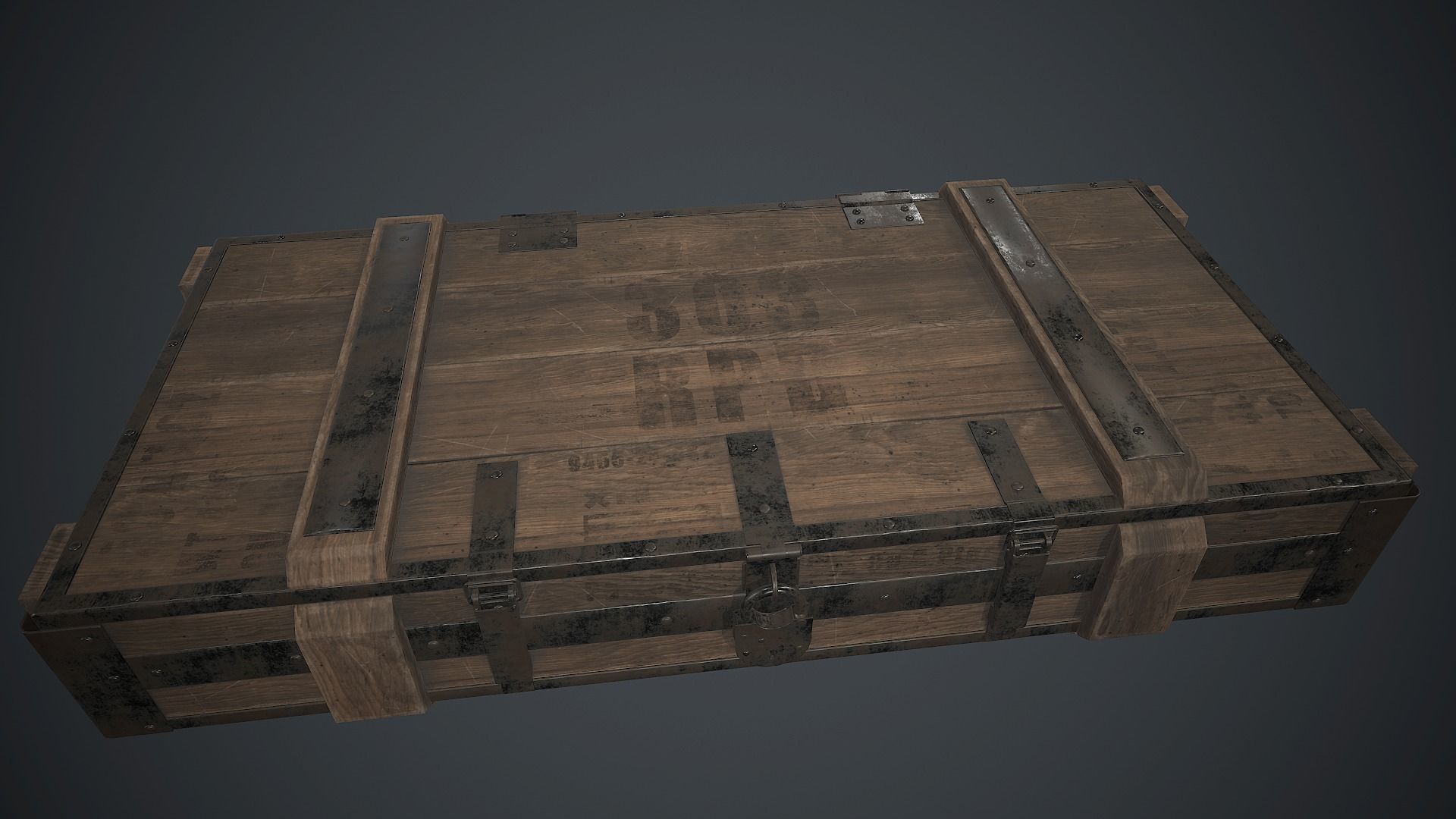 Wooden Weapon Case 2 PBR Game Ready Low-poly 3D model_5