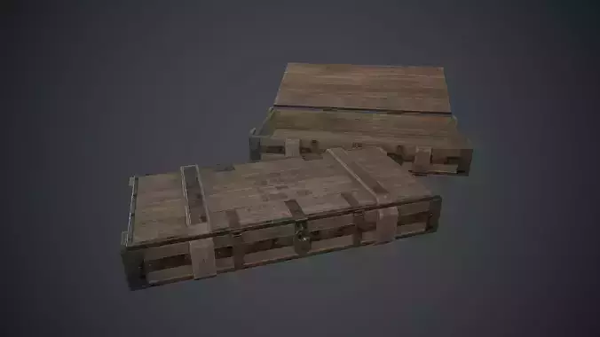 Wooden Weapon Case 2 PBR Game Ready Low-poly 3D model