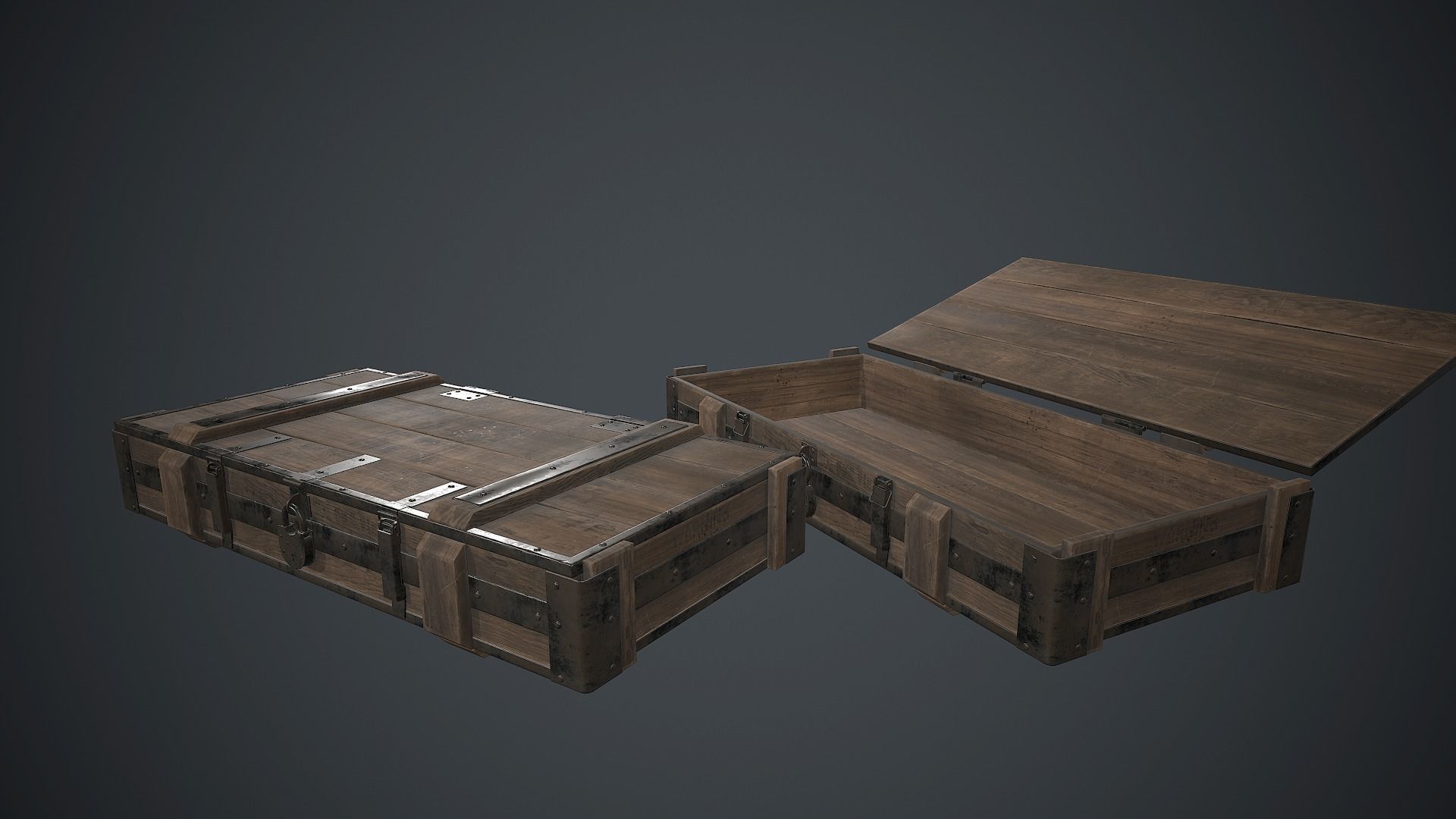 Wooden Weapon Case 2 PBR Game Ready Low-poly 3D model_2