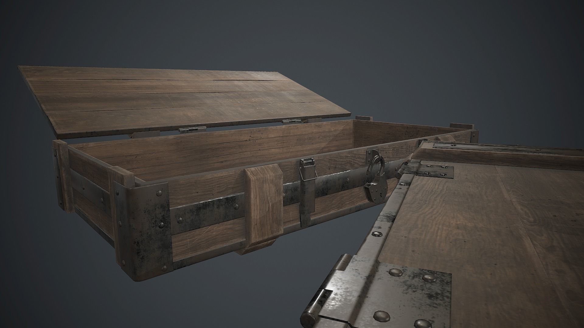 Wooden Weapon Case 2 PBR Game Ready Low-poly 3D model_6