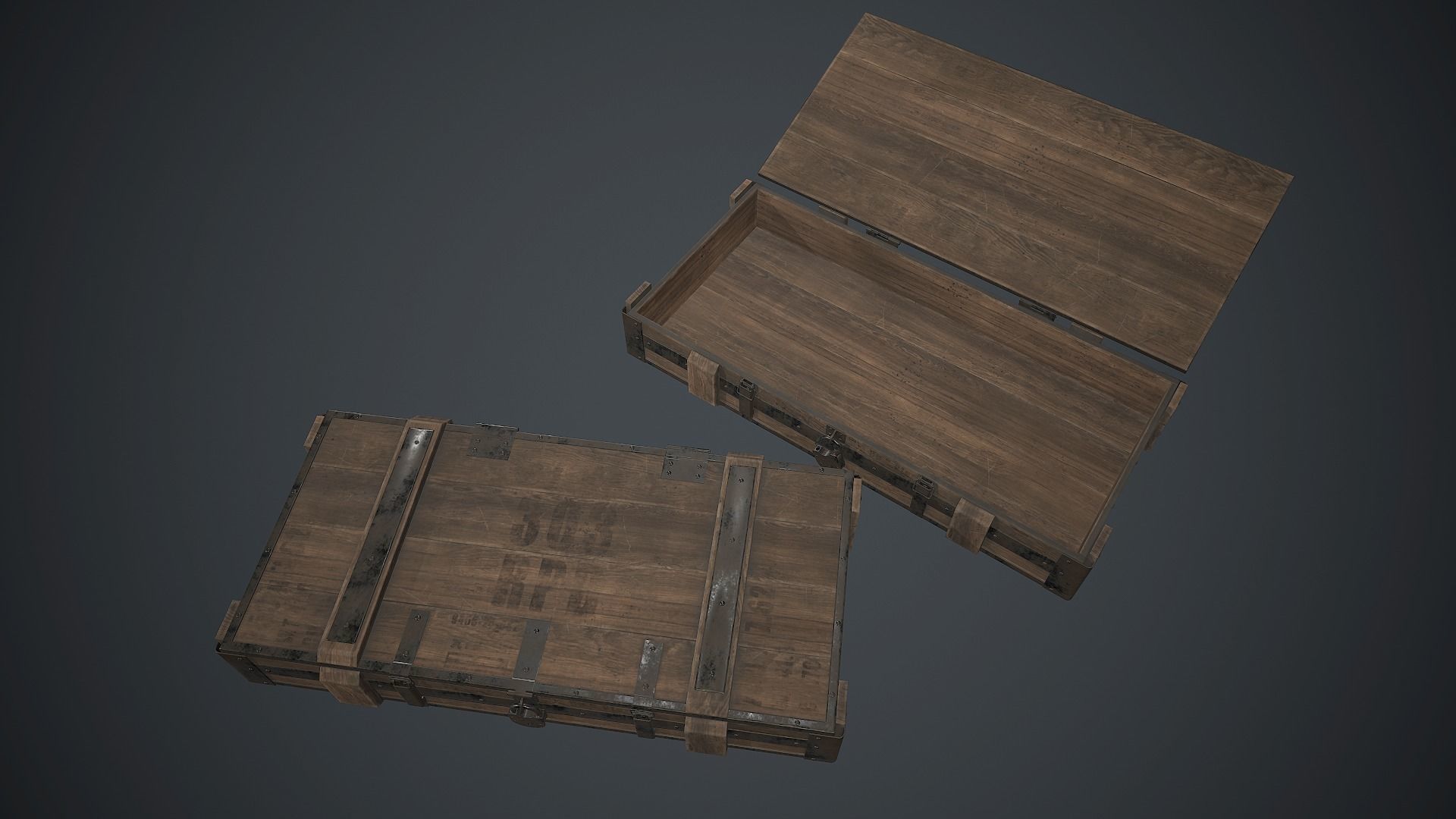 Wooden Weapon Case 2 PBR Game Ready Low-poly 3D model_4