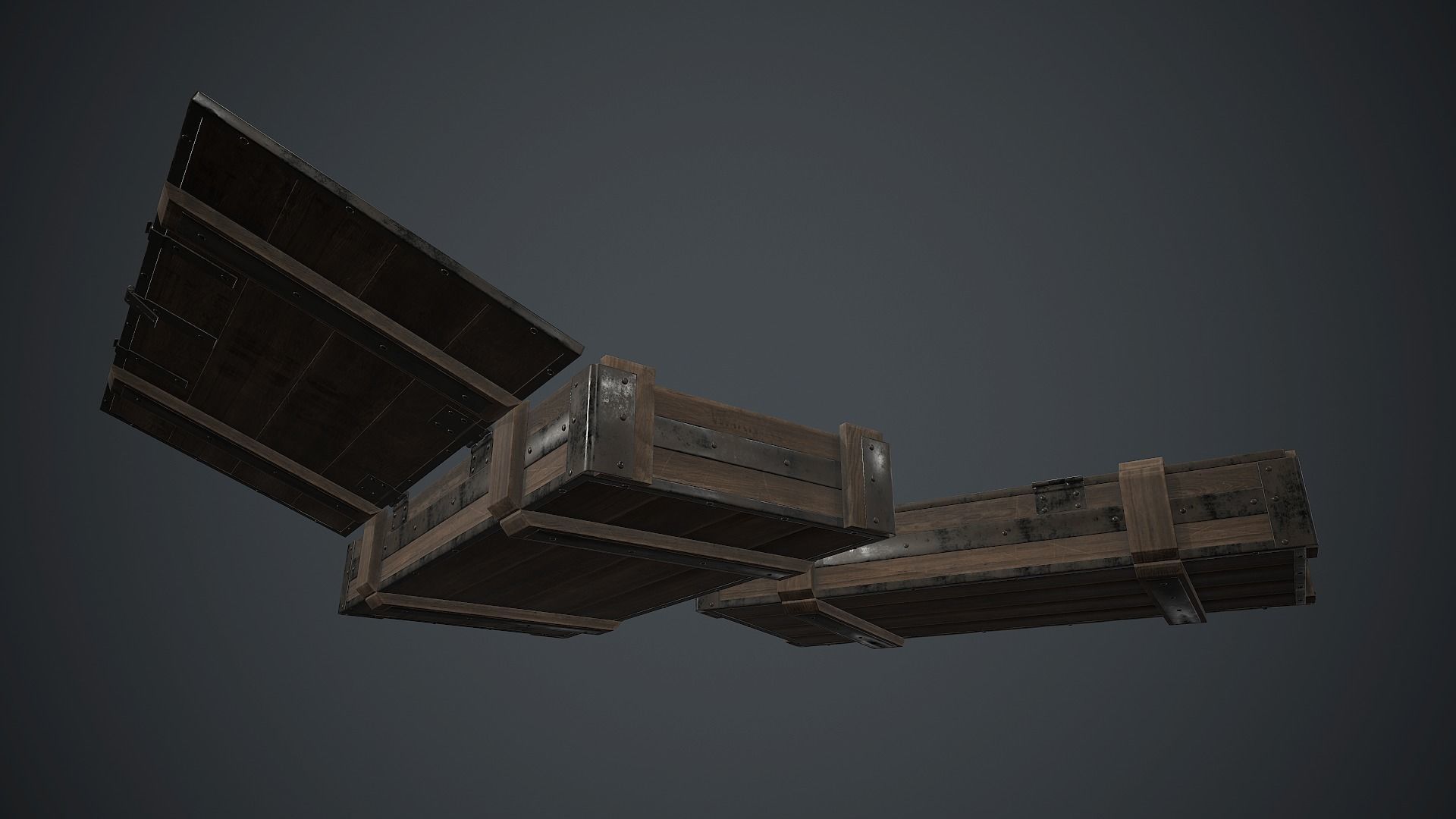 Wooden Weapon Case 2 PBR Game Ready Low-poly 3D model_3