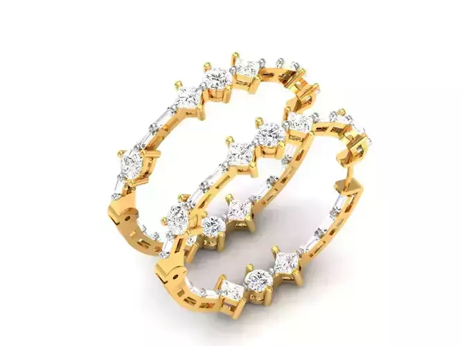 Modern Golden Earrings With Diamonds 