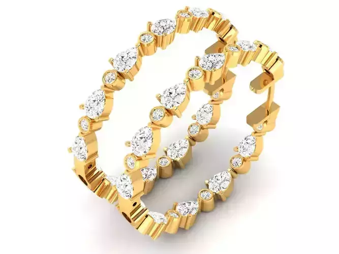 Modern Thin Golden Earrings With Diamonds  1