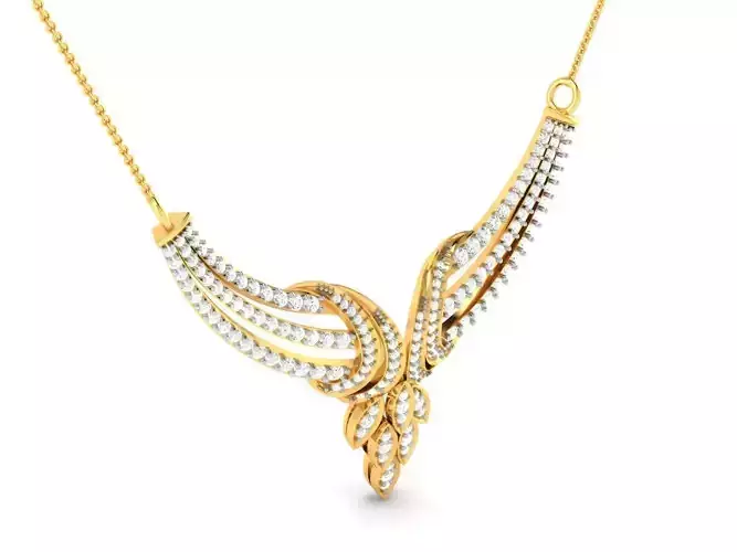 Gold Color Necklace With Diamonds