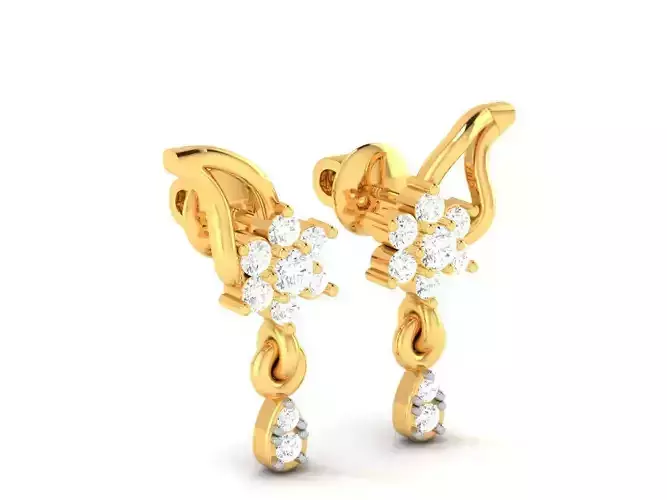 Gold Color Eartops With Diamonds 1