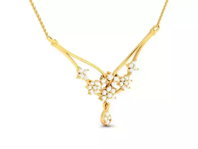 Gold Color Necklace With Diamonds 1