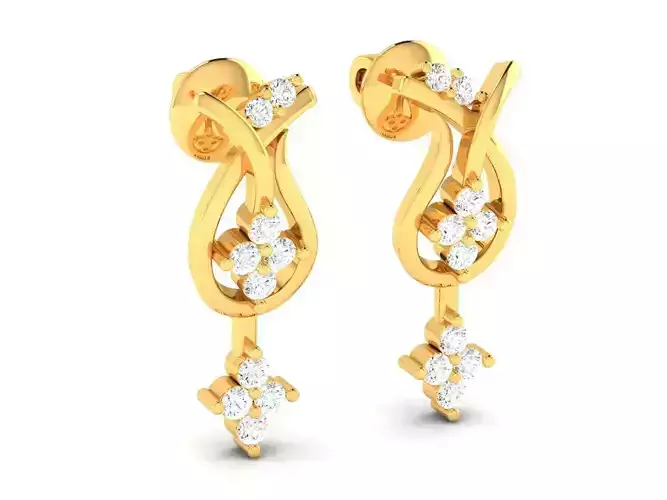 Gold Color Eartops With Diamonds 2