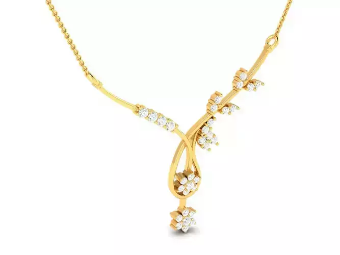 Gold Color Necklace With Diamonds 2