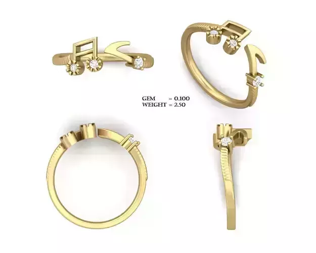 Music Note Engagement Ring With Diamonds