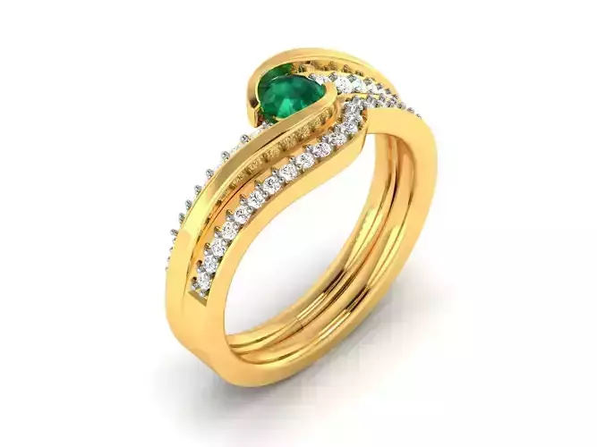 Swirl Gold Color Engagement Ring With Diamonds