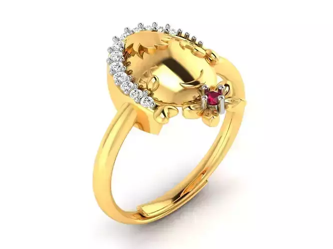 Gold Color Engagement Ring With Diamonds 5