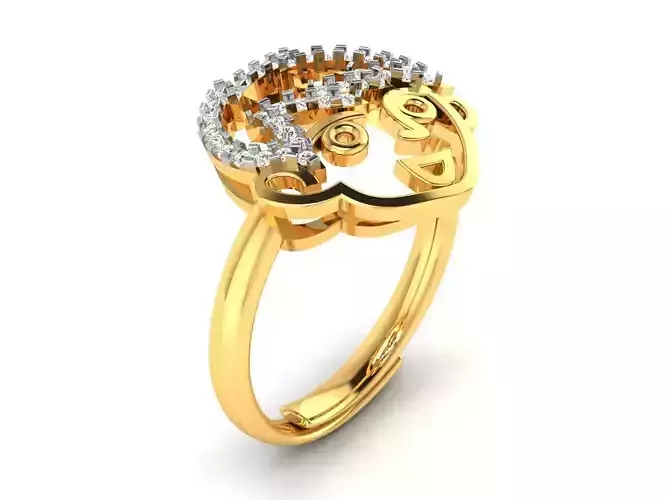 Gold Color Engagement Ring With Diamonds 6