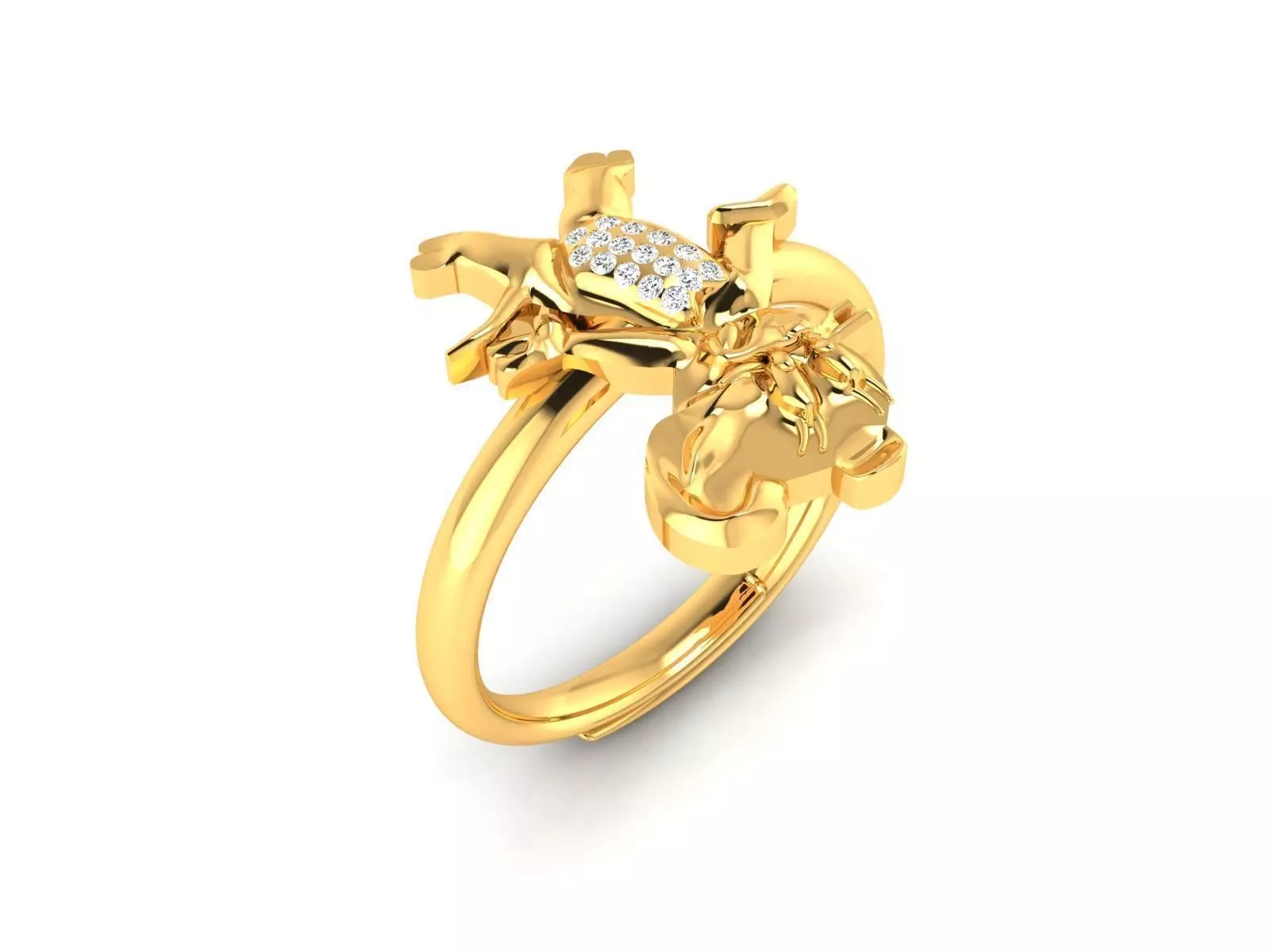 Jerry Mouse Shaped  Engagement Ring With Diamonds 3D print model_0