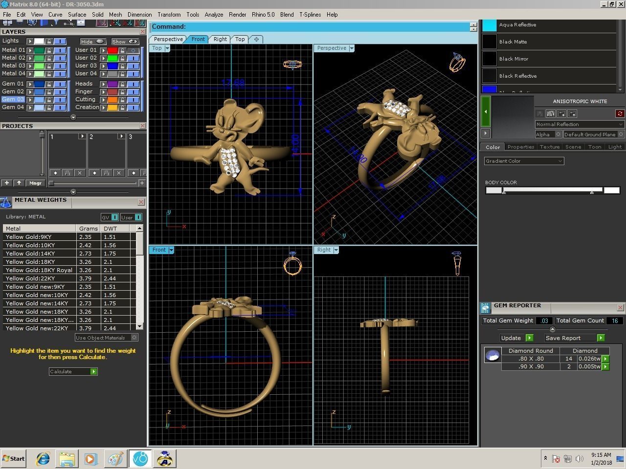 Jerry Mouse Shaped  Engagement Ring With Diamonds 3D print model_3