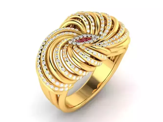 Spiral Gold Color Engagement Ring With Diamonds 1