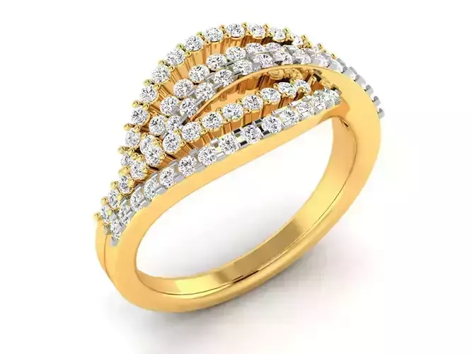 Spiral Gold Color Engagement Ring With Diamonds 2