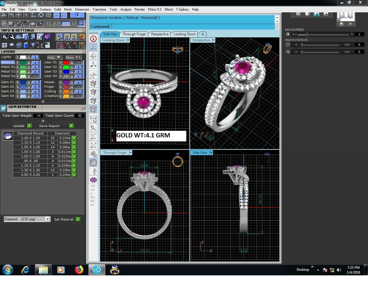 Swirl Engagement Ring With Diamonds and Ruby 3D print model_8